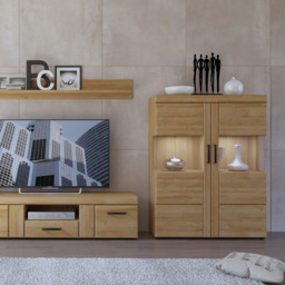 Florence Cortina 2 Door Grandson Oak Low Wide Display Cabinet - Size: 37 x 101 x 133cm - Brown - Furniture to Go - Wilko - thumbnail 3