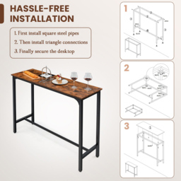 Costway Breakfast Bar Table Rustic Brown - Size: 2 Seater - Wilko - thumbnail 6