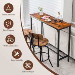 Costway Breakfast Bar Table Rustic Brown - Size: 2 Seater - Wilko - thumbnail 7