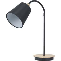 Pacific Lifestyle Juna Black Fabric Shade Black Metal and Natural Wood Table Lamp - Size: 50 x 17 x 40cm - Wilko