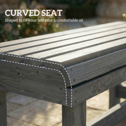Outsunny 2 Seater Grey Wooden Slatted Garden Bench - Grey Embossed Finish - Wilko - thumbnail 7