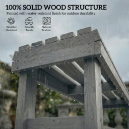 Outsunny 2 Seater Grey Wooden Slatted Garden Bench - Grey Embossed Finish - Wilko - thumbnail 6