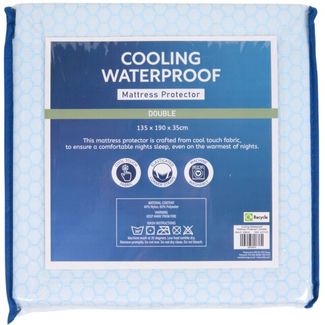 Cooling Waterproof Mattress Protector - Blue/Double - Wilko - image 1