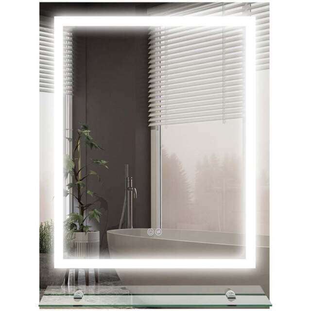 Portland LED Illuminated Bathroom Mirror - Size: 70 x 50cm - Clear - Wilko - image 1