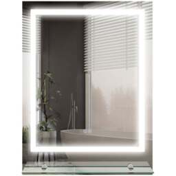 Portland LED Illuminated Bathroom Mirror - Size: 70 x 50cm - Clear - Wilko - thumbnail 1