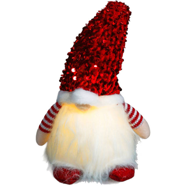 Xmas Haus Red Sequin Hat Light Up Gonk Christmas Decoration 20cm - Size: 13 x 13 x 20cm - Wilko - image 1
