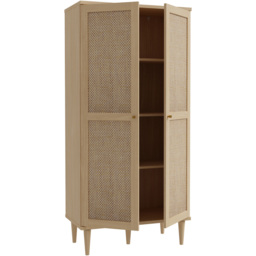 Florence Calasetta 2 Door Light Oak Rattan Display Cabinet - Size: 41 x 80 x 166cm - Multi - Furniture to Go - Wilko - thumbnail 6