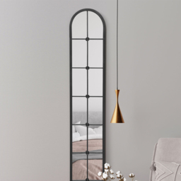 The Arcus Black Arched Metal Leaner Wall Mirror 170 x 30cm - MirrorOutlet - Wilko - thumbnail 4