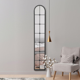 The Arcus Black Arched Metal Leaner Wall Mirror 170 x 30cm - MirrorOutlet - Wilko - thumbnail 3