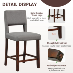 Costway Grey Bar Stool Set of 2 - Size: 104 x 49 x 30cm - Wilko - thumbnail 6