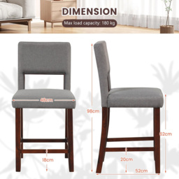 Costway Grey Bar Stool Set of 2 - Size: 104 x 49 x 30cm - Wilko - thumbnail 7