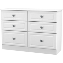 Crowndale Pembroke 6 Drawer Matt White Wide Chest of Drawers Ready Assembled - White Matt - Wilko - thumbnail 4