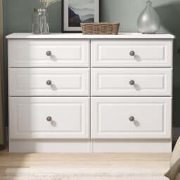 Crowndale Pembroke 6 Drawer Matt White Wide Chest of Drawers Ready Assembled - White Matt - Wilko - thumbnail 1