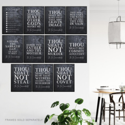 Artery8 The Ten Commandments God Bible Quotes Verse Wall Art Print 30 x 41cm 11 Pack - Size: 40.5 x 30.5 x 0.3cm - Black - Wilko - thumbnail 4