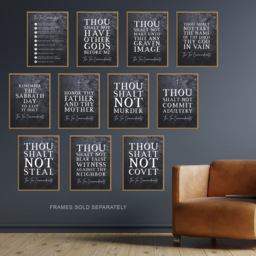 Artery8 The Ten Commandments God Bible Quotes Verse Wall Art Print 30 x 41cm 11 Pack - Size: 40.5 x 30.5 x 0.3cm - Black - Wilko - thumbnail 3