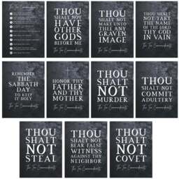 Artery8 The Ten Commandments God Bible Quotes Verse Wall Art Print 30 x 41cm 11 Pack - Size: 40.5 x 30.5 x 0.3cm - Black - Wilko - thumbnail 1