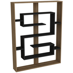 Decorotika Esteban 10 Shelf Walnut and Black Geometric Bookcase - Size: 156 x 120 x 22cm - Multi - Wilko - thumbnail 3