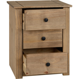 Seconique Panama 3 Drawer Natural Wax Bedside Table - Brown - Wilko - thumbnail 5
