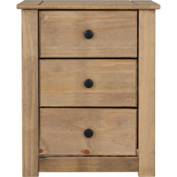 Seconique Panama 3 Drawer Natural Wax Bedside Table - Brown - Wilko - thumbnail 4