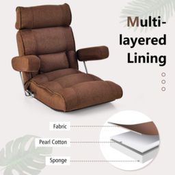 Costway Brown Adjustable Sofa Lounge Chair - Size: Single - Wilko - thumbnail 4