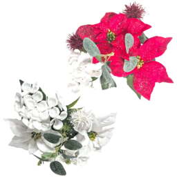 Poinsettia BouquetWhite or Pink - Wilko - thumbnail 1