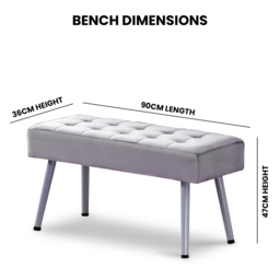 Kosy Koala 4 Seater Dining Set with Bench Dark Grey and Grey Velvet - Multi - Wilko - thumbnail 7
