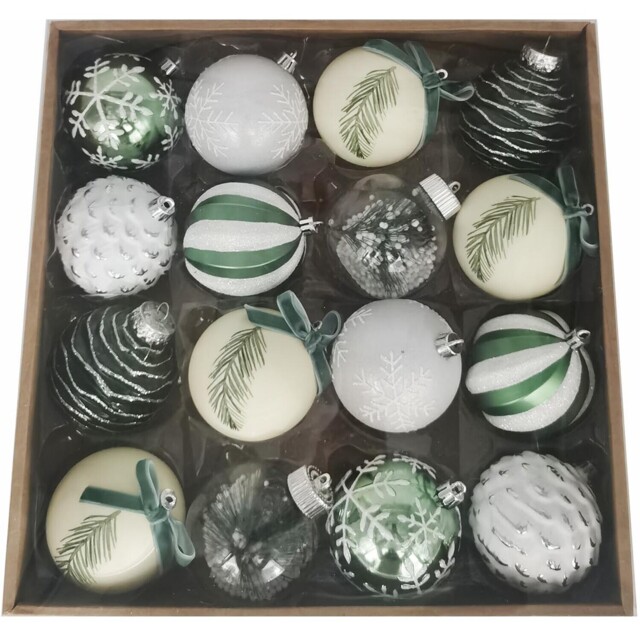 Mistletoe Cottage Green Baubles 16 Pack - Nordic Noel - Wilko - image 1