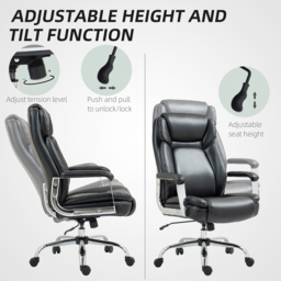 Portland Black Height Adjustable Faux Leather Office Desk Chair - Size: 124 x 74.5 x 78cm - Wilko - thumbnail 7