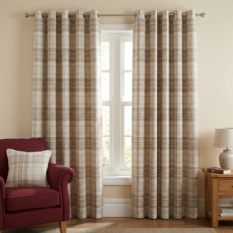 Divante Hatfield Natural Check Blackout Curtains 168 x 183cm - Size: W 183 x D 168cm - Wilko - thumbnail 4