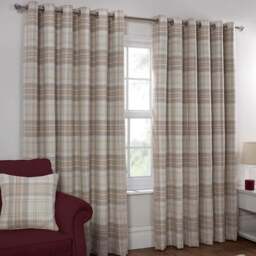 Divante Hatfield Natural Check Blackout Curtains 168 x 183cm - Size: W 183 x D 168cm - Wilko - thumbnail 1
