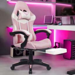 Neo Pink PU Leather Swivel Office Chair - Size: 66 x 55 x 125cm - Wilko - thumbnail 1