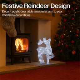 Xmas Haus Silver 70 White LED Head Up Deer Christmas Decoration 2ft - Size: 540 x 53 x 130cm - Wilko - thumbnail 3