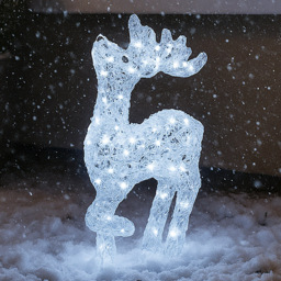 Xmas Haus Silver 70 White LED Head Up Deer Christmas Decoration 2ft - Size: 540 x 53 x 130cm - Wilko