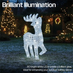 Xmas Haus Silver 70 White LED Head Up Deer Christmas Decoration 2ft - Size: 540 x 53 x 130cm - Wilko - thumbnail 5