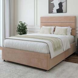 Bedmaster Single Mink Naples Velvet 2 Drawer Divan Base with Milan Headboard - Brown - Wilko