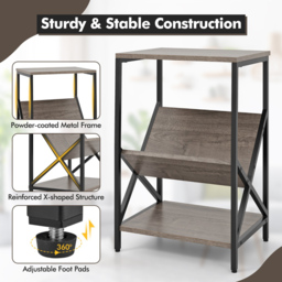 Costway 3 Tier Grey Record Player Stand - Size: 40 x 30 x 61cm - Wilko - thumbnail 7