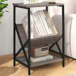 Costway 3 Tier Grey Record Player Stand - Size: 40 x 30 x 61cm - Wilko