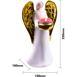 St Helens Gold Wings Standing Ceramic Angel Tealight Holder - Size: 207 x 113 x 94cm - Wilko - thumbnail 6