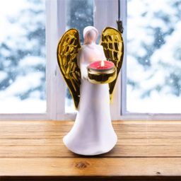St Helens Gold Wings Standing Ceramic Angel Tealight Holder - Size: 207 x 113 x 94cm - Wilko - thumbnail 3