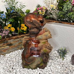 Tranquillity Curious Otters Solar LED Water Feature - Size: 76 x 44 x 40cm - Grey - Wilko - thumbnail 3