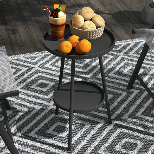 Outsunny Single Shelf Black Round Garden Side Table - Size: 51 x 32 x 32cm - Wilko - image 1