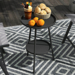 Outsunny Single Shelf Black Round Garden Side Table - Size: 51 x 32 x 32cm - Wilko - thumbnail 1
