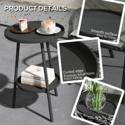 Outsunny Single Shelf Black Round Garden Side Table - Size: 51 x 32 x 32cm - Wilko - thumbnail 6