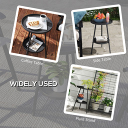 Outsunny Single Shelf Black Round Garden Side Table - Size: 51 x 32 x 32cm - Wilko - thumbnail 7