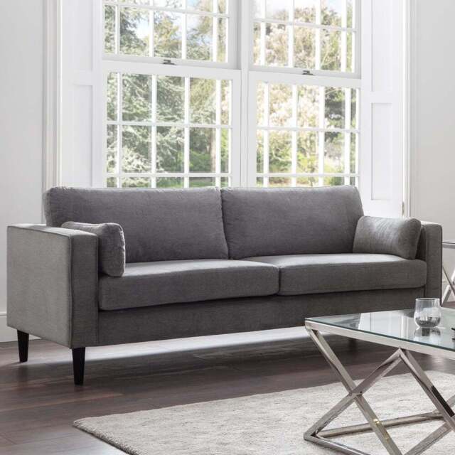 Julian Bowen Hayward 3 Seater Grey Chenille Sofa - Wilko - image 1