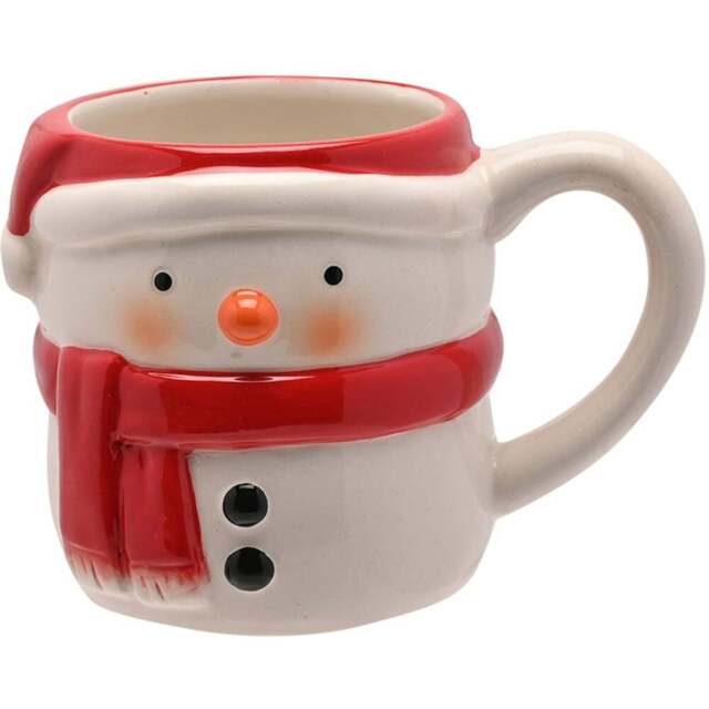 The Seasonal Gift Co. Santa & Friends Snowman Ceramic Mug Small - Size: 9 x 12 x 9cm - White - Wilko - image 1