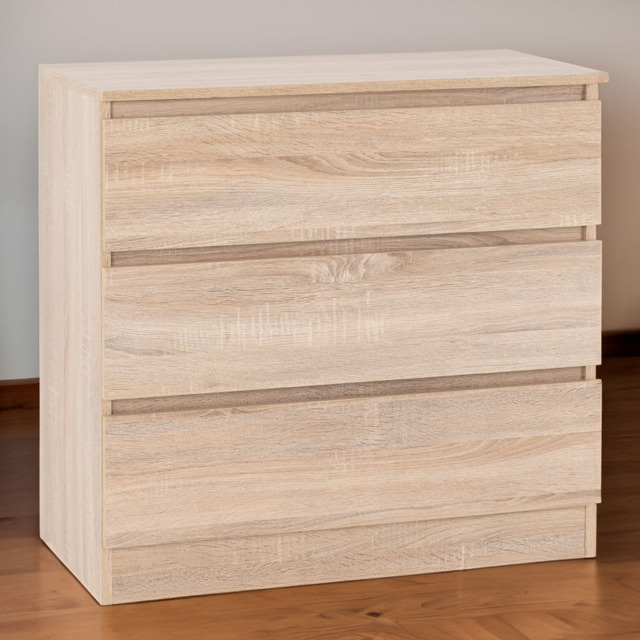 Seconique Malvern 3 Drawer Sonoma Oak Effect Chest - Brown - Wilko - image 1