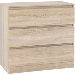 Seconique Malvern 3 Drawer Sonoma Oak Effect Chest - Brown - Wilko - thumbnail 3