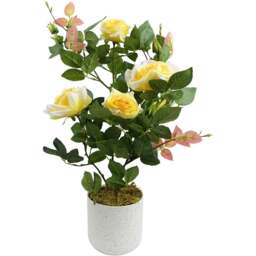 Leaf Yellow Rose Artificial Plant 50cm - Size: 50 x 25 x 25cm - Wilko - thumbnail 1