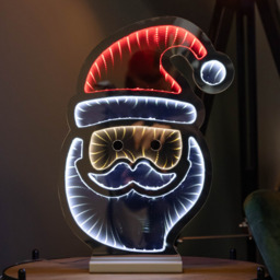 Samuel Alexander Red White and Warm White LED Santa's Face Infinity Christmas Decoration 40cm - Size: 40cm x 27cm x 27cm - Multi - Wilko